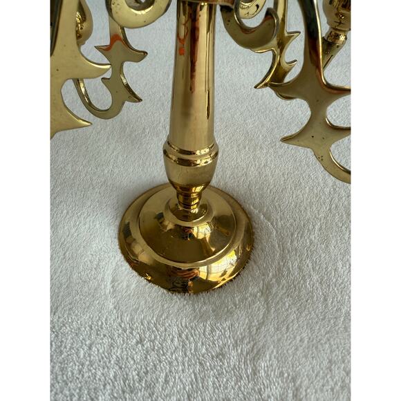 Vintage Ornate 2 Piece Gold Brass Candelabra Candleholder 5 Candle Holder - Picture 7 of 12